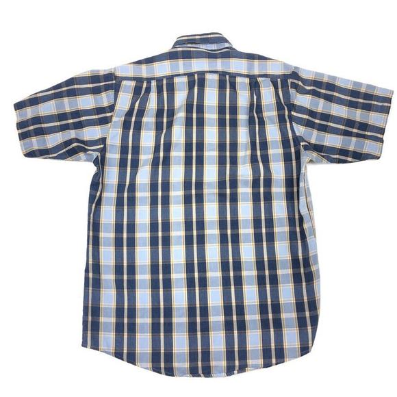 Vintage 80s Dansen Japanese Button Up Casual Shirt Top Blue Gold Medium M B5 - Picture 4 of 4